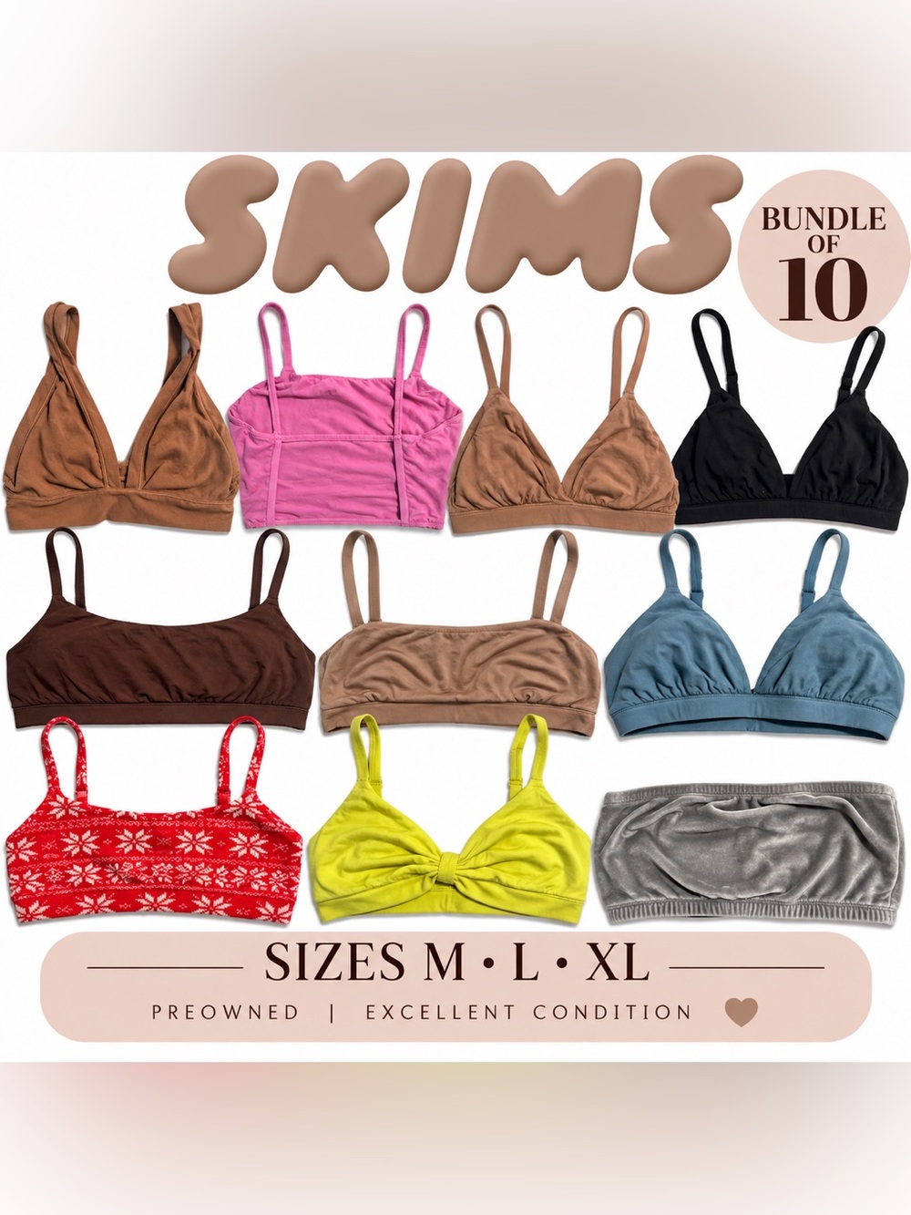 ✨ SKIMS BRALLETTE MEGA BUNDLE / LOT — 10 PIECES! ✨ M/L/XL